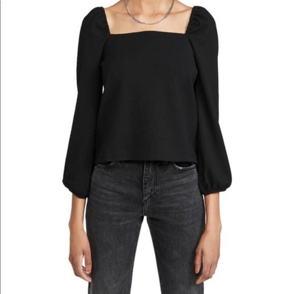 Madewell Crepe Square-Neck Puff-Sleeve Top - Picture 7 of 9